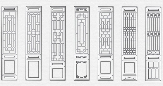 永仁常用中式仿古花窗图案隔断设计图